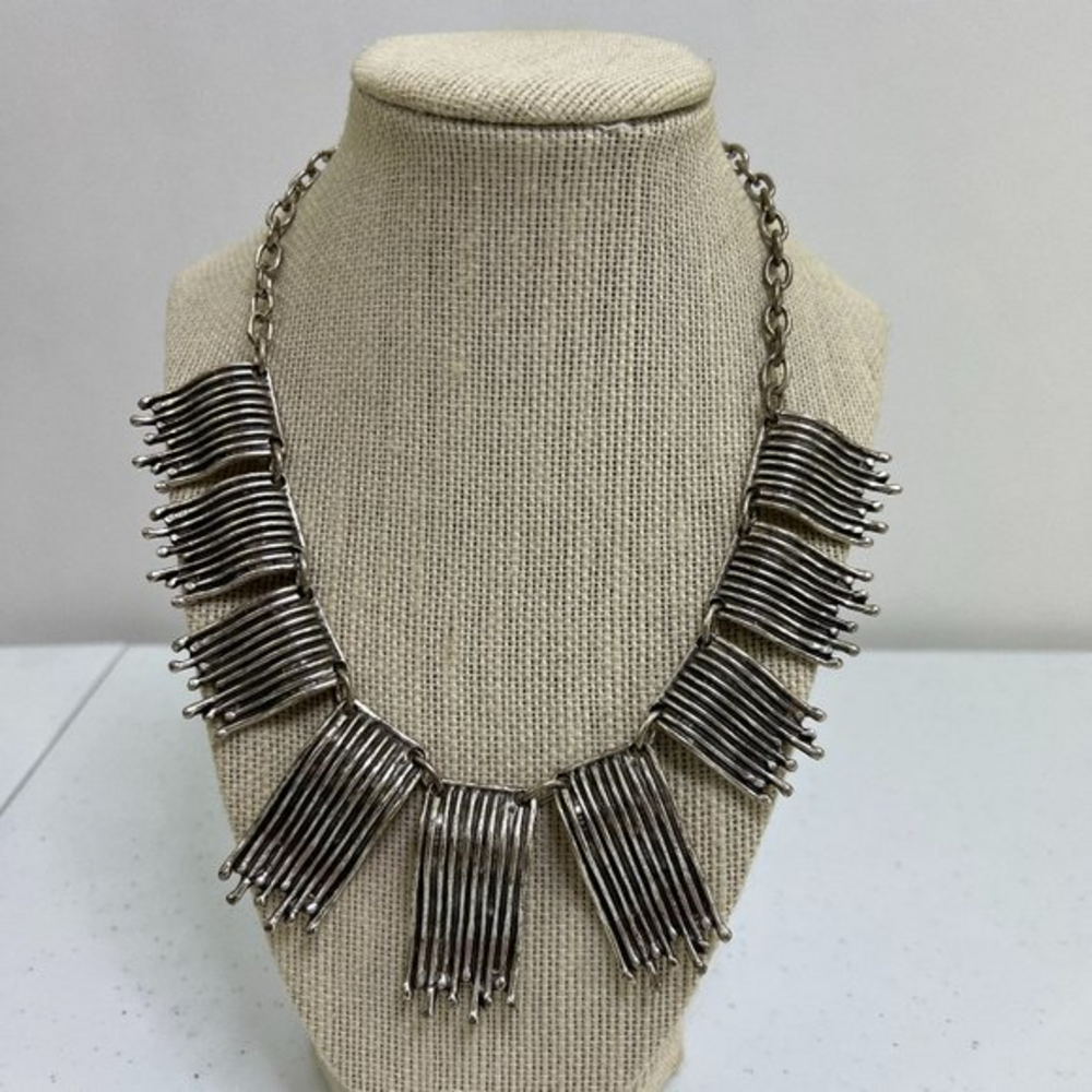 Osmanli Taki by Celali Turkish Made Ottoman Style Necklace Silver Tone Statement